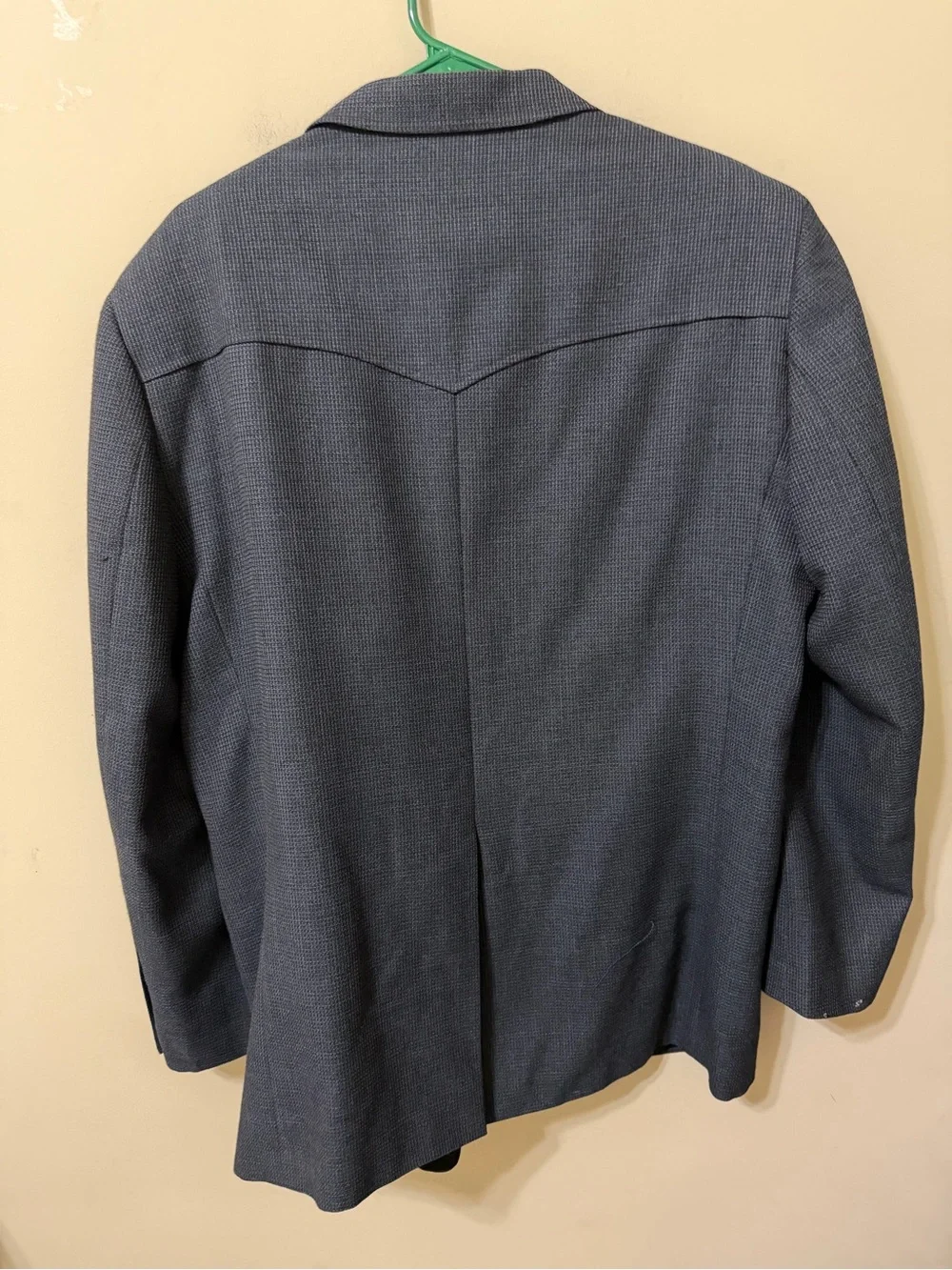 Bar WS western 46l wool/poly blend Mens Navy Textured Blazer euc vintage classic